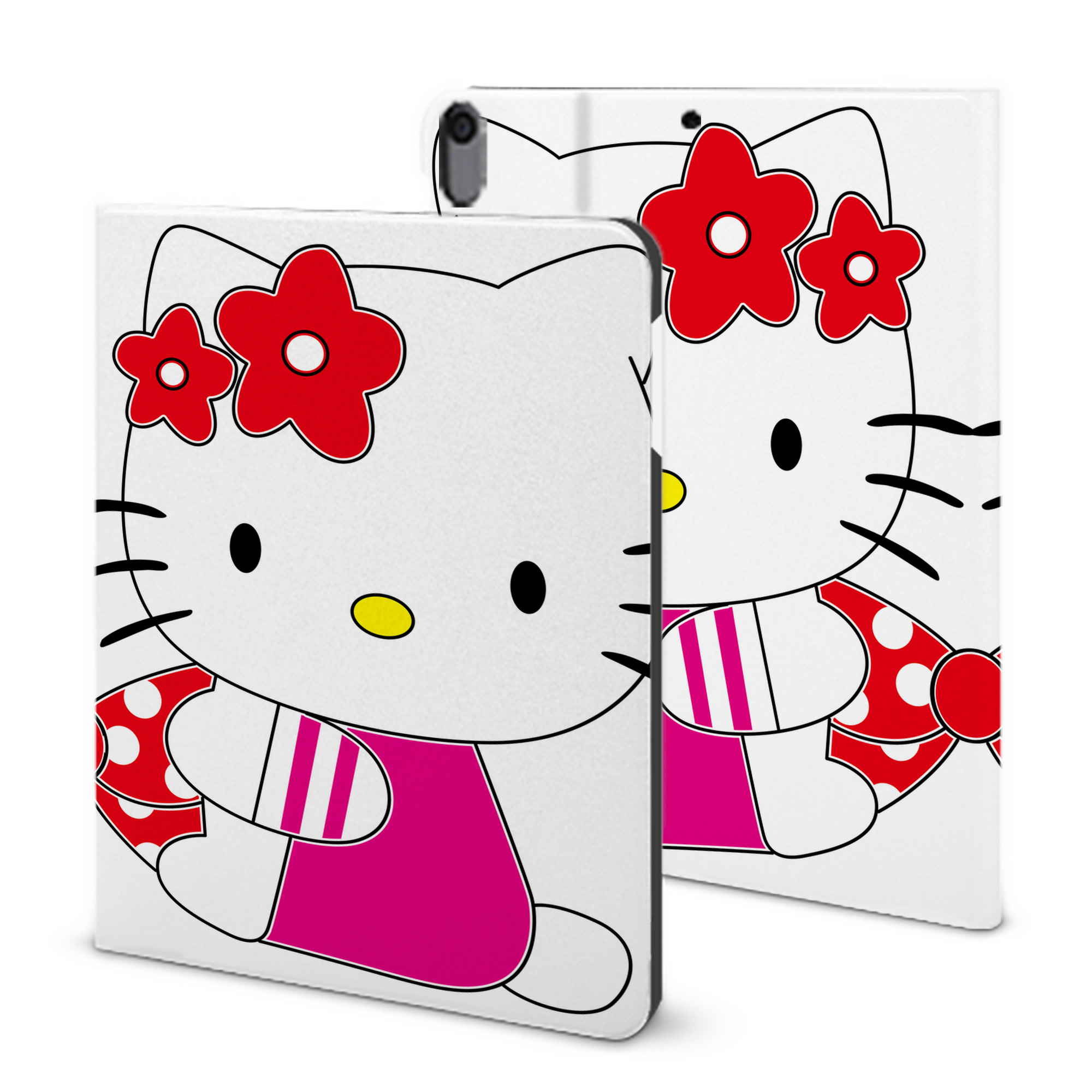 （画像用） Hello Kitty ハローキティ IPad ケース ブック型 PUレザー TPU 耐衝撃 軽量 薄型 ペン収納なし 全面保護 IPad 各モデル対応